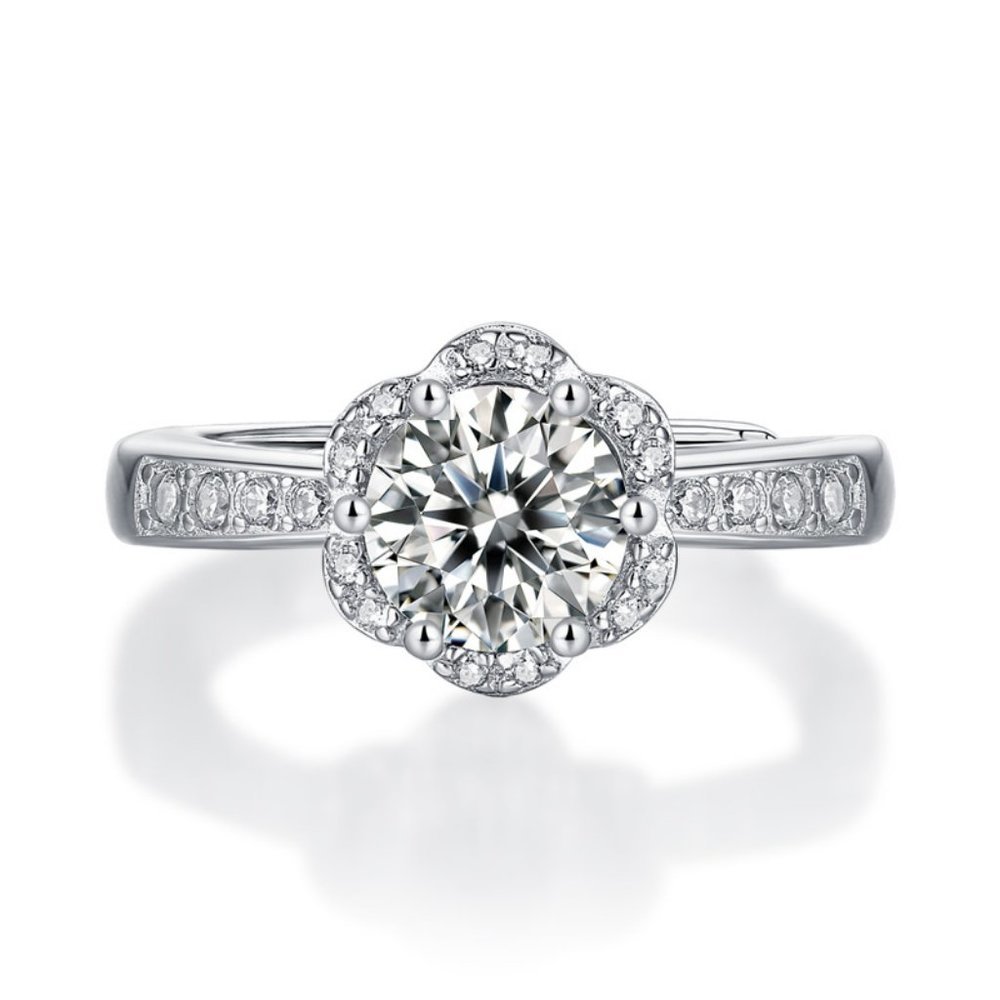 Certified 3ct. t.w. Diamond Moissanite Flower Engagement Ring NEW - Picture 5 of 9